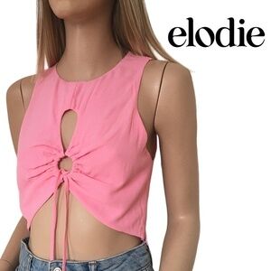Nordstrom Elodie O-ring Front Crop Tank Top Blouse Pink Rayon Blend Blouse